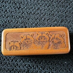 Wood Raccoon Carved Music Box